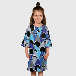Платье клеш для девочки Пасть акулы - паттерн, цвет: 3D-принт — фото 2