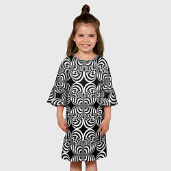 Платье клеш для девочки Фракталы - оптическая иллюзия, цвет: 3D-принт — фото 2