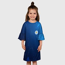 Платье клеш для девочки Сборная Уругвая синяя абстракция, цвет: 3D-принт — фото 2
