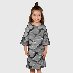 Платье клеш для девочки Кожа акулы - броня, цвет: 3D-принт — фото 2