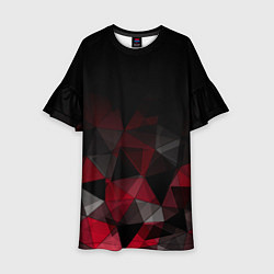 Платье клеш для девочки Черно-красный геометрический, цвет: 3D-принт