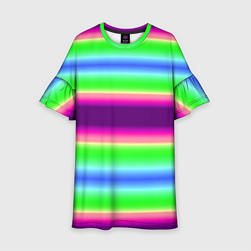 Детское платье Яркие разноцветные размытые полосы / 3D-принт – фото 1