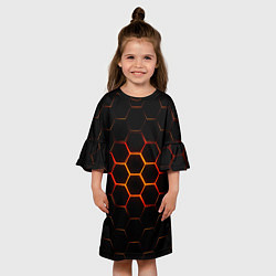 Платье клеш для девочки Раскалённые соты - текстура, цвет: 3D-принт — фото 2