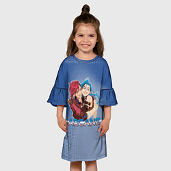 Платье клеш для девочки Arcane - Джинкс и Вай, цвет: 3D-принт — фото 2