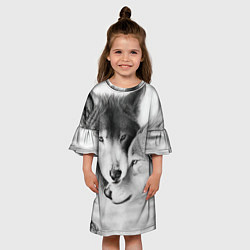 Платье клеш для девочки Love: Волк и волчица, цвет: 3D-принт — фото 2