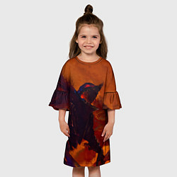 Платье клеш для девочки Берсерк Гатс Прорыв Через Огнь, цвет: 3D-принт — фото 2