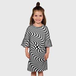 Платье клеш для девочки Гипнотическая спираль - оптическая иллюзия, цвет: 3D-принт — фото 2