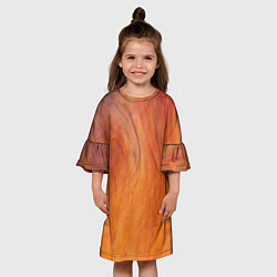 Платье клеш для девочки Огненно-оранжевая поверхность, цвет: 3D-принт — фото 2