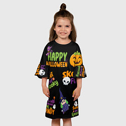 Платье клеш для девочки Незабываемая ночь приключений halloween, цвет: 3D-принт — фото 2