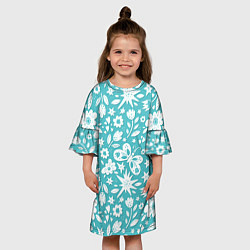 Платье клеш для девочки Нежный цветочный паттерн, цвет: 3D-принт — фото 2