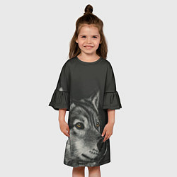 Платье клеш для девочки Спокойный серый волк, цвет: 3D-принт — фото 2