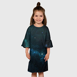 Платье клеш для девочки Космическая туча, цвет: 3D-принт — фото 2