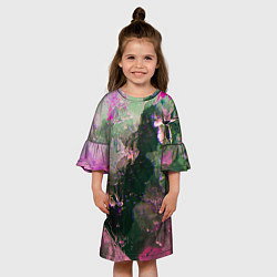 Платье клеш для девочки Абстрактные краски и силуэты, цвет: 3D-принт — фото 2