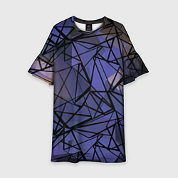 Платье клеш для девочки Blue with black stripes pattern, цвет: 3D-принт