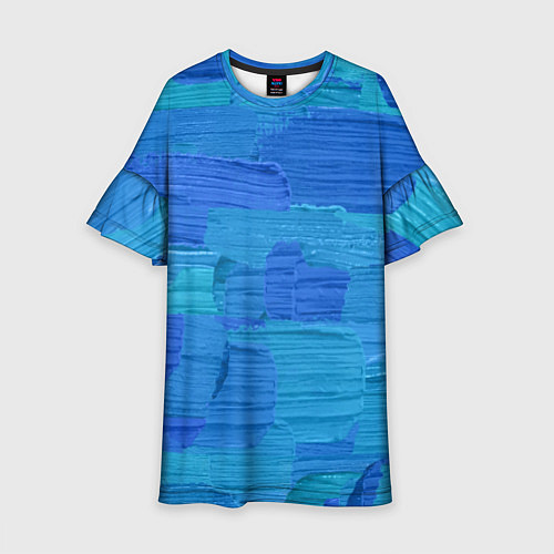 Детское платье Синие мазки краски / 3D-принт – фото 1