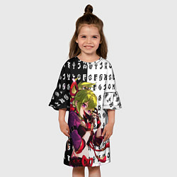 Платье клеш для девочки Куки Шинобу - Иероглифы бездны, цвет: 3D-принт — фото 2