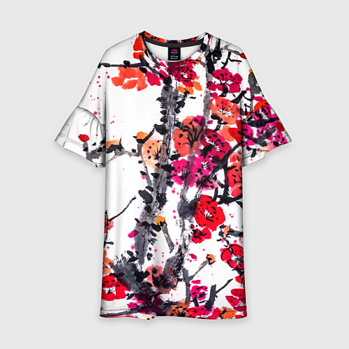 Детское платье Живописная ветка сакуры / 3D-принт – фото 1