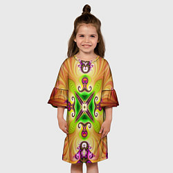 Платье клеш для девочки Яркий фрактальный узор, цвет: 3D-принт — фото 2