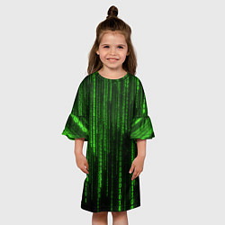 Платье клеш для девочки Двоичный код зеленый, цвет: 3D-принт — фото 2