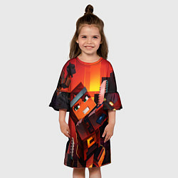 Платье клеш для девочки Minecraft арт, цвет: 3D-принт — фото 2