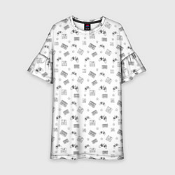 Платье клеш для девочки 90s pattern on white, цвет: 3D-принт
