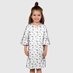 Платье клеш для девочки 90s pattern on white, цвет: 3D-принт — фото 2