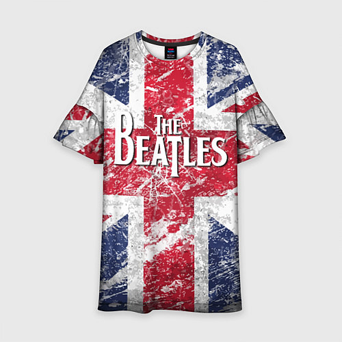 Детское платье The Beatles - лого на фоне флага Великобритании / 3D-принт – фото 1