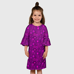 Платье клеш для девочки Абстрактный неоновый узор Фуксия, цвет: 3D-принт — фото 2