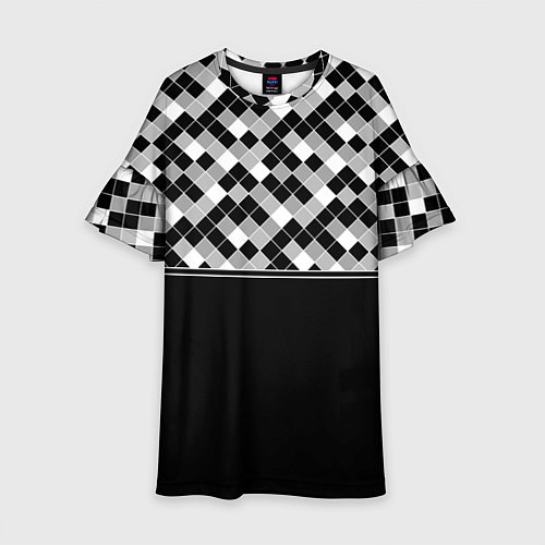 Детское платье Черно-белый геометрический узор / 3D-принт – фото 1