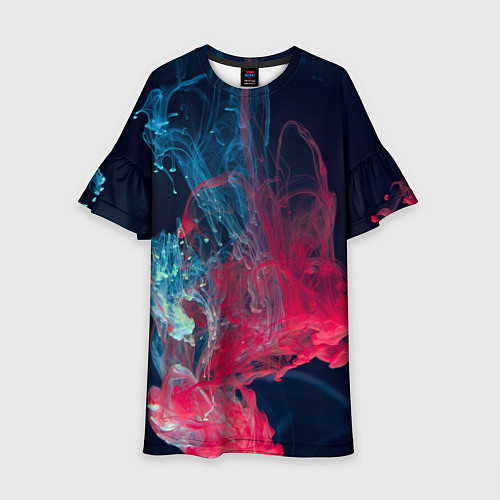 Детское платье Полёт красок во тьме / 3D-принт – фото 1