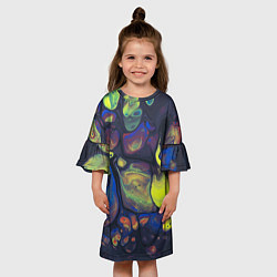 Платье клеш для девочки Неоновые светящиеся камни, цвет: 3D-принт — фото 2