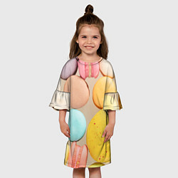 Платье клеш для девочки Разноцветные пирожные Макарон, цвет: 3D-принт — фото 2
