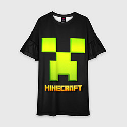 Платье клеш для девочки Minecraft: neon logo, цвет: 3D-принт