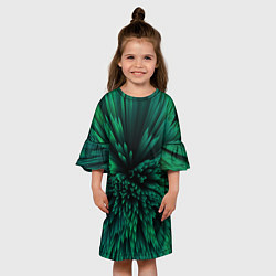 Платье клеш для девочки Объёмные острые зелёные фигуры, цвет: 3D-принт — фото 2