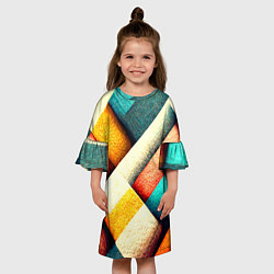 Платье клеш для девочки Полосы-клетки, цвет: 3D-принт — фото 2