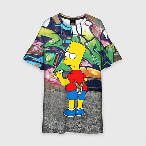 Детское платье Хулиган Барт Симпсон на фоне стены с граффити / 3D-принт – фото 1