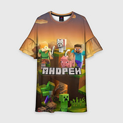Платье клеш для девочки Андрей Minecraft, цвет: 3D-принт