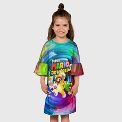 Платье клеш для девочки Super Mario 3D World - Nintendo - Team of heroes, цвет: 3D-принт — фото 2