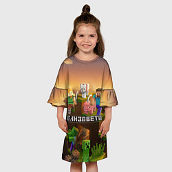 Платье клеш для девочки Елизавета Minecraft, цвет: 3D-принт — фото 2