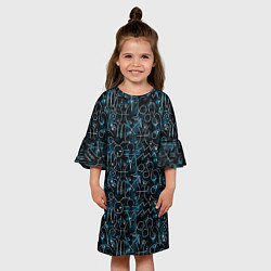 Платье клеш для девочки Знаки зодиака и звезды на сине- черном фоне, цвет: 3D-принт — фото 2
