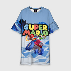 Платье клеш для девочки Марио и Луиджи гонщики - Super Mario, цвет: 3D-принт
