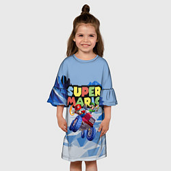 Платье клеш для девочки Марио и Луиджи гонщики - Super Mario, цвет: 3D-принт — фото 2