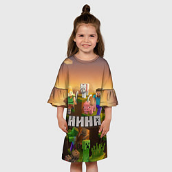 Платье клеш для девочки Нина - Minecraft, цвет: 3D-принт — фото 2