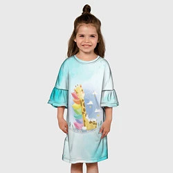 Платье клеш для девочки Жираф спит, цвет: 3D-принт — фото 2