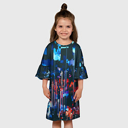 Платье клеш для девочки Огни большого города - Глитч, цвет: 3D-принт — фото 2