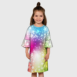 Платье клеш для девочки Звезды на радужном фоне, цвет: 3D-принт — фото 2