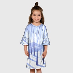 Платье клеш для девочки Зимний лес акварель, цвет: 3D-принт — фото 2