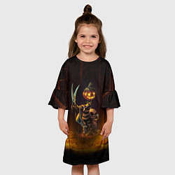 Платье клеш для девочки Пугало с ножницами - Halloween, цвет: 3D-принт — фото 2