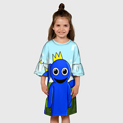 Платье клеш для девочки Blue: Rainbow Friends, цвет: 3D-принт — фото 2