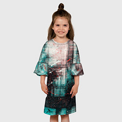 Платье клеш для девочки Абстрактные силуэты и тени с красками, царапинами, цвет: 3D-принт — фото 2